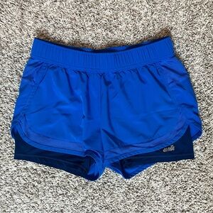 Avia Women's Blue 2-in-1 Athletic Shorts